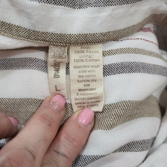 Japna White Red Brown Button Down Shirtdress Large - Picture 6 of 6